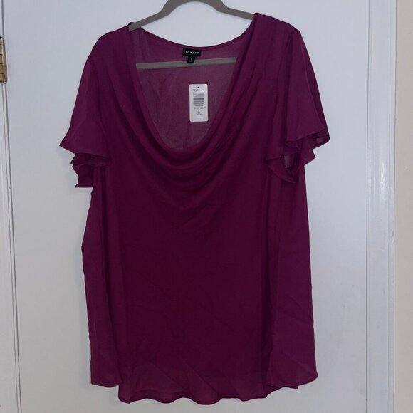 Torrid Size 2xl Purple Georgette Cowl Neck Short Sleeve Blouse NWT - Picture 4 of 7